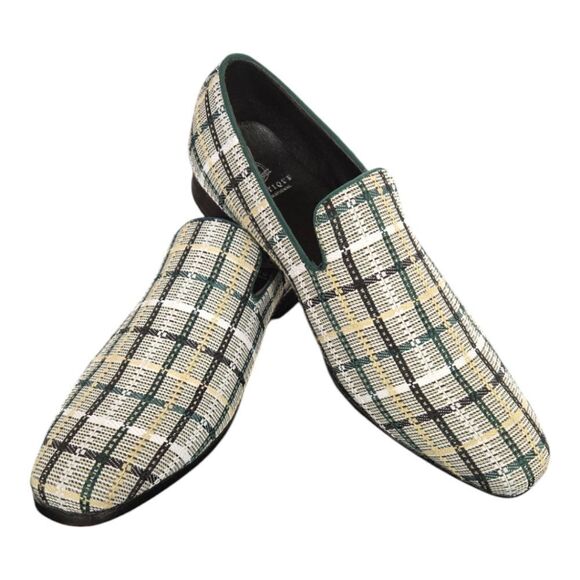 MEN'S  MONTIQUE  EMERALD PLAID SLIP ON LOAFER. S2453 - Picture 2 of 7